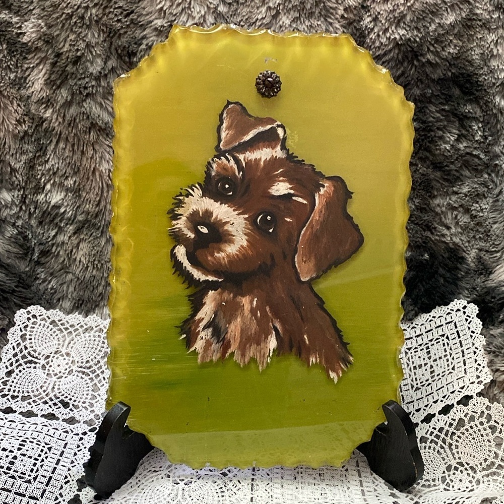 Vintage hand painted art glass